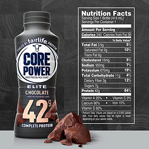 Veher Fairlife Core Power Elite 42g High Protein Milk Shakes Variety Pack - Ready to Drink for Workout Recovery, 14 Fl Oz (6 - Pack), Liquid