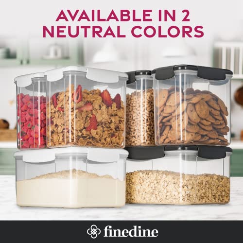 FINEDINE 12-Piece Airtight Food Storage Set for Kitchen - Flour, Sugar, Cereal (Grey)