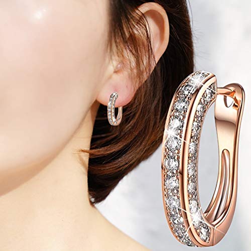 Creative Earring for Women Rhinestone Decoration Ear Stud Rings Hoop Earrings Women Girl Charming Jewelry Gift (Silver)