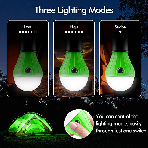 FLY2SKY Tent Lamp 4 Packs Portable LED Tent Light Clip Hook Hurricane Emergency Lights LED Camping Light Bulb Camping Tent Lantern Bulb Camping Equipment for Camping Hiking Backpacking Fishing Outage