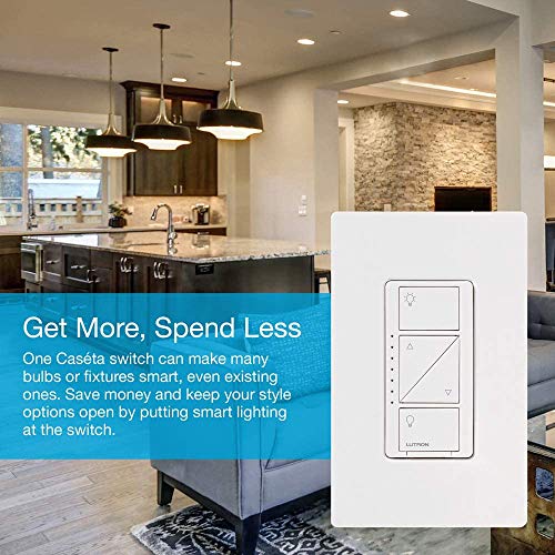 Lutron Caseta Deluxe Smart Dimmer Switch (2 Count) Kit with Caseta Smart Hub | Works with Alexa, Apple Home, Ring, Google Assistant | P-BDG-PKG2W-A | White