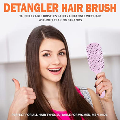 Detangler Brush by Fiora Naturals - 100% Bio-Friendly Detangling brush w/Ultra-Soft Bristles - Glide Through Tangles with Ease - For Curly, Straight, Black Natural, Women, Men, Kids - Dry and Wet Hair