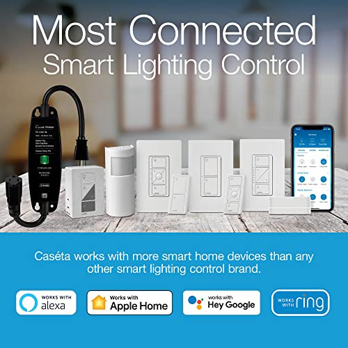 Lutron Caseta Deluxe Smart Dimmer Switch (2 Count) Kit with Caseta Smart Hub | Works with Alexa, Apple Home, Ring, Google Assistant | P-BDG-PKG2W-A | White