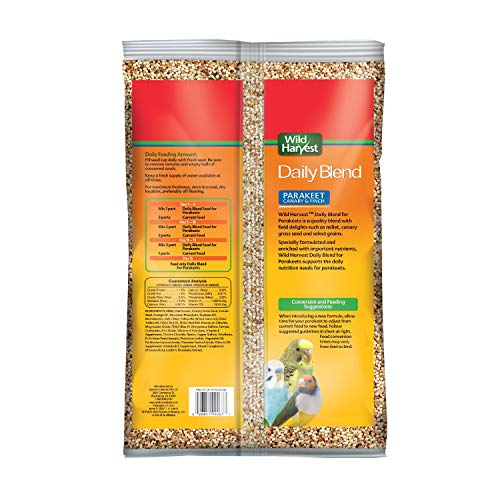 Wild Harvest Daily Blend Nutrition Diet for Parakeet, Canary and Finch, Orange flavored, 10 Pounds