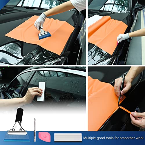 Ehdis 7 Pieces Vehicle Glass Protective Film Car Window Wrapping Tint Vinyl Installing Tool: Squeegees, Scrapers, Film Cutters