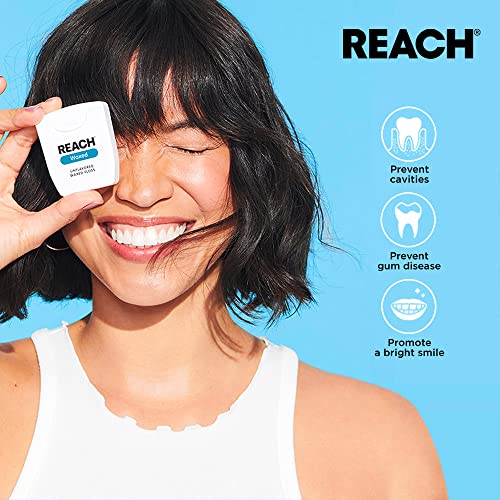 Reach Waxed Dental Floss | Effective Plaque Removal, Extra Wide Cleaning Surface | Shred Resistance & Tension, Slides Smoothly & Easily , PFAS FREE | Mint Flavored, 55 Yards, 1 Pack