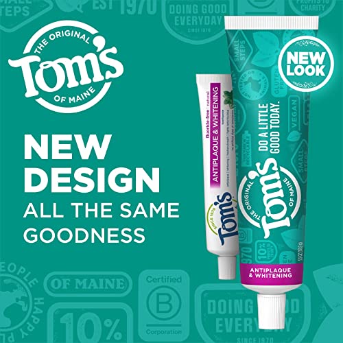 Tom's of Maine Fluoride-Free Antiplaque & Whitening Natural Toothpaste, Peppermint, 5.5 oz. 2-Pack (Packaging May Vary)