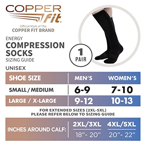 Copper Fit unisex adult 1 Pair Socks, Black, Large-X-Large US