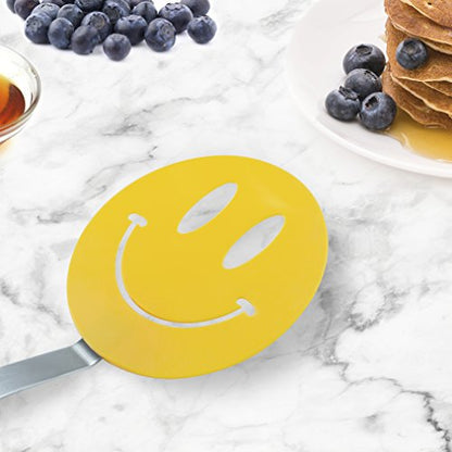 Tovolo Spatulart Smiley Nylon Flex Turner, Spatula Cooking Utensil Co-Molded With Silicone, Sturdy Steel Handle, Safe for Non-Stick Cookware, Face, H x 11.75 x W x 1.25