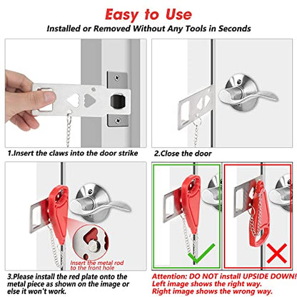 Portable Keypad Door Lock Home Security Travel Lockdown Locker Locks for Additional Safety and Privacy Perfect for Traveling Hotel Home Apartment College, Red