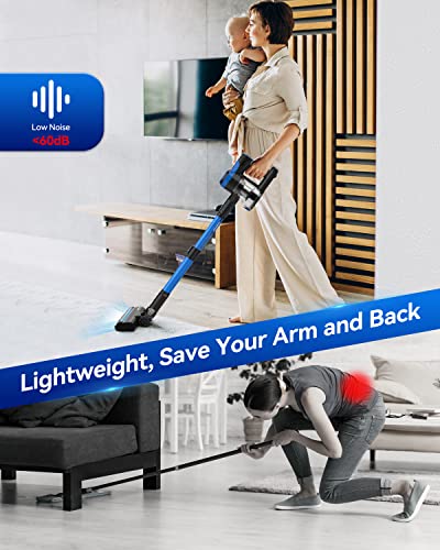 DEVOAC Cordless Vacuum Cleaner, Lightweight Vacuum Cleaner with Rechargeable Battery, Convenient 6 in 1 Stick Vacuum Cleaner with Powerful Suction, Handheld Vacuum for Carpet Hard Floor Pet Hair Home
