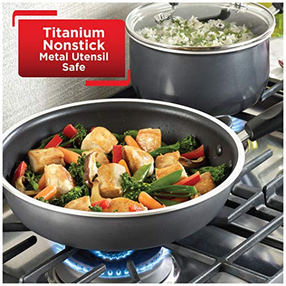 T-fal Signature Nonstick Fry Pan Set 8, 10.5 Inch Cookware, Pots and Pans, Dishwasher Safe Black