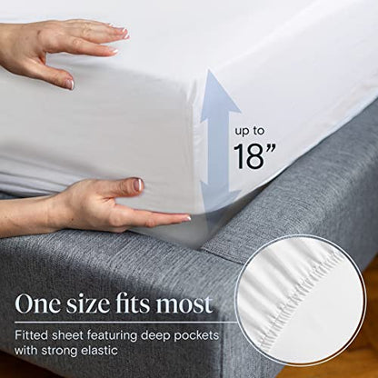 LuxClub 6 PC Queen Sheet Set, Bed Sheets Queen Size, Deep Pockets 18" Eco Friendly Wrinkle Free Cooling Bed Sheets Machine Washable Hotel Bedding Silky Soft - White Queen