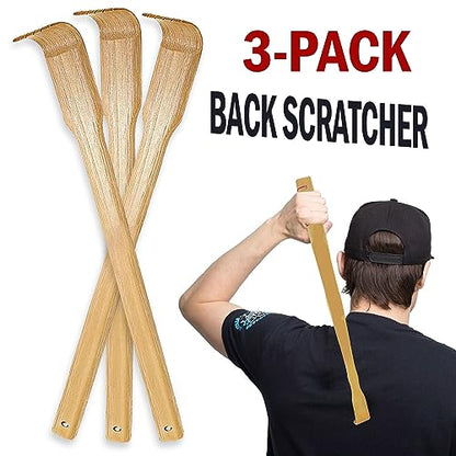 3pcs Wooden Back Scratcher Long Handle for Hard to Reach Self Pick Itch Relief Tools 16 inch