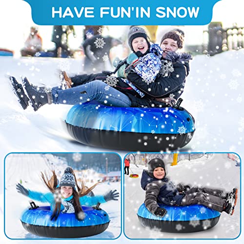 Snow Tube, WOLKEK 40 Inch 2Pack Snow Sled for Kids, Thickened Heavy Duty Hard Bottom Sleds for Snow with Handles, Winter Toys for Outdoor Sledding Snow Tube Sports