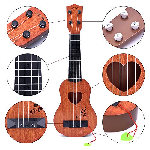 YEZI Kids Toy Classical Ukulele Guitar Musical Instrument, Brown