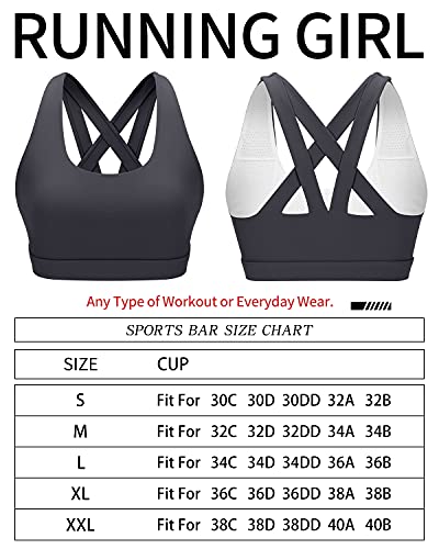 RUNNING GIRL Sports Bra for Women, Criss-Cross Back Padded Strappy Sports Bras Medium Support Yoga Bra with Removable Cups (2575-Dusty Blue, S)