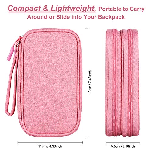 Bevegekos Travel Essentials for Women, Cord Organizer Storage Case Bag for Airplane Accessories & Tech Electronics (Small, Pink)