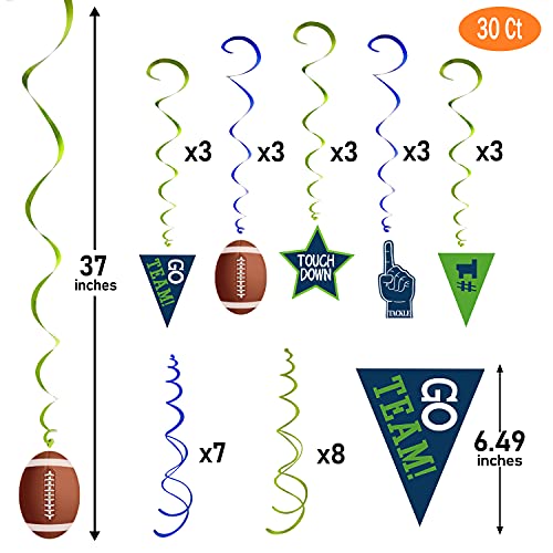 Football Party Supplies and Decorations Set-Serves 24 Include Tablecloth,Plates, Flatware, Cups and Penalty Flag Paper Napkins,Hanging Swirl,Banner,Balloons for Super Bowl Party