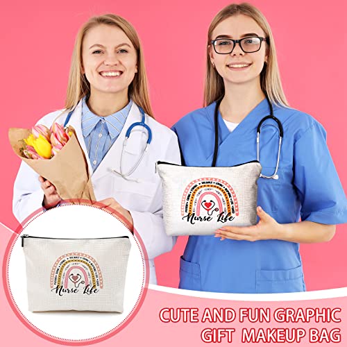 9 Pieces Nurse Gifts for Women Nurse Appreciation Cosmetic Bag Nurse Survival Kit Bulk Funny Nurse Graduation Gift Makeup Bag Toiletry Zipper Pouch Bag for Thank You Nursing School Graduation Present