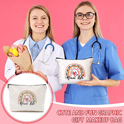 9 Pieces Nurse Gifts for Women Nurse Appreciation Cosmetic Bag Nurse Survival Kit Bulk Funny Nurse Graduation Gift Makeup Bag Toiletry Zipper Pouch Bag for Thank You Nursing School Graduation Present