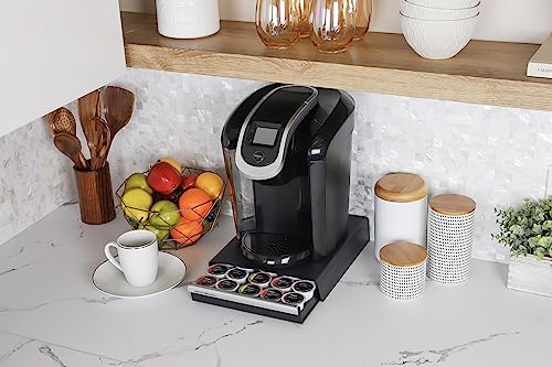 Mind Reader Single Serve Coffee Pod Drawer and Holder, 30 Capacity Coffee Station and Pod Capsule Storage Organizer, Pull Out Tray for Condiments, Coffee Accessories (Black, 12.60 x 10.55 x 2.50)