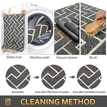 Indoor Doormat,Front Back Door Mat Rubber Backing Non Slip Door Mats,20"x31.5" Low-Profile Absorbent Resist Dirt Entryway Doormat Inside Floor Mats Entrance Machine Washable(Grey)