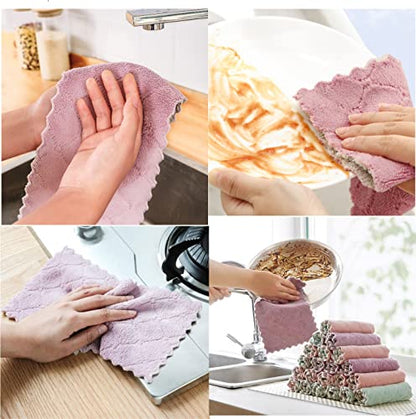 10 Pack Kitchen Cloth, Microfiber Dish Towels Washcloths, Super Absorbent Coral Velvet Dishtowels, Premium Cleaning Cloths,Non-Stick Oil Quick Dry Dish Towels, Soft Tea Towels, Table Cleaning Cloths.