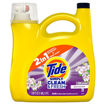 Tide Simply Liquid Laundry Detergent Berry Blossom, 89 loads(packaging may vary)