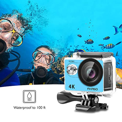 AKASO EK7000 4K30FPS Action Camera Ultra HD Underwater Camera 170 Degree Wide Angle 98FT Waterproof Camera Blue