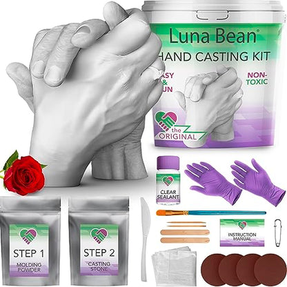 Luna Bean Hand Casting Kit - Hand Mold Kit Couples Gifts - Christmas Gifts for Women, Gifts for Mom - Gifts for Her, Him - Unique Anniversary & Bridal Shower Gifts, Wedding, Engagement, Grandma Gifts