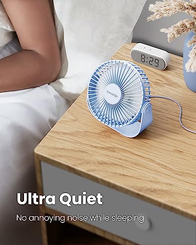 Gaiatop USB Desk Fan, 3 Speeds Portable Small Fan with Strong Airflow, 5.5 Inch Quiet Table Fan, 90° Rotate Personal Cooling Fan For Bedroom Home Office Desktop Travel (Blue)