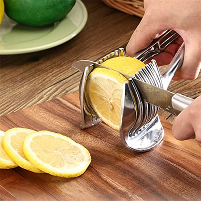 InfantLY Bright Kitchen Gadgets Handy Stainless Steel Onion Holder Potato Tomato Slicer Vegetable Fruit Cutter Safety Cooking Tools Accessories