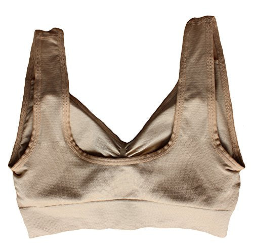 KINYAOYAO 5 Pack Women's Ultimate Comfy Medium Support Seamless Wireless Sports Bra with Removable Pads,Large
