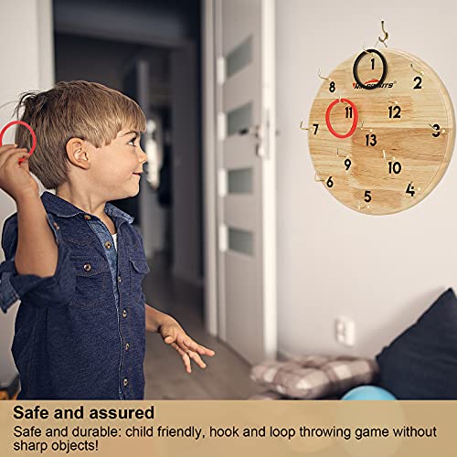 Win SPORTS Ring Toss Game,Indoor Outdoor for Kids Adults Family,Fun Tailgate or Hangs on Wall,Exciting Gift Idea, Safe & Durable Design,Includes 13 Metal Hooks and 14 Rubber Rings