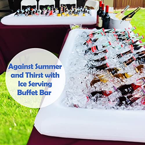 Novelty Place Inflatable Ice Serving Buffet Bar with Drain Plug - Salad Food Drinks Tray for Party Picnic Camping (Pack of 3)