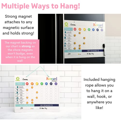 Magnetic Chart to Finish Behavior Chart And Chore Chart Also Hangs on The Wall for Kids, 12 x 16 inch, , Includes 99 Magnets and Accessories, Accomodates All Ages from Toddlers to Teens