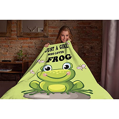 Atthadassi Just A Girl Who Loves Frog Soft Blanket All Season Throw Blanket Fleece Blankets Bed Sofa 50"x40"
