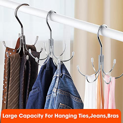 Ulimart Belt Hanger 2 Pack 12 Hooks Belt Hanger for Closet,Belt Organizer with 360 Degree Rotation,Closet Organizer and Storage for Hanging Belt,Purse,Hats,Ties,Scarves,Camisoles,Tank Top（Silvery）