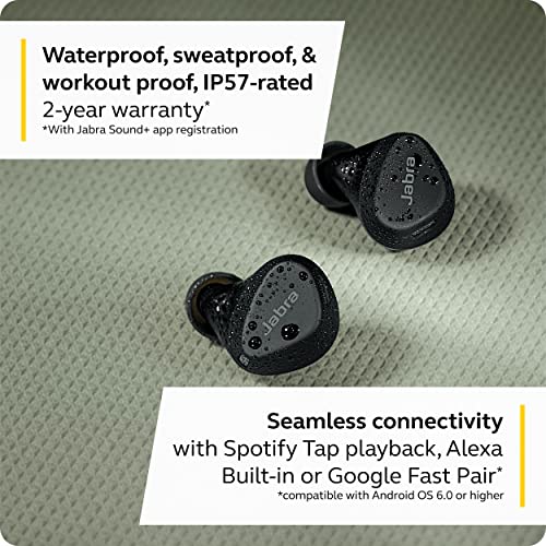 Jabra Elite 4 Active in-Ear Bluetooth Earbuds – True Wireless Earbuds with Secure Active Fit, 4 Built-in Microphones, Active Noise Cancellation and Adjustable HearThrough Technology – Black