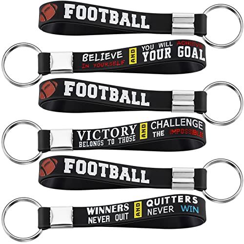 Junkin 24 Pieces Football Theme Party Favors Football Silicone Keychains with Motivational Quotes for Boys Teens Adults Football Accessories Party Supplies