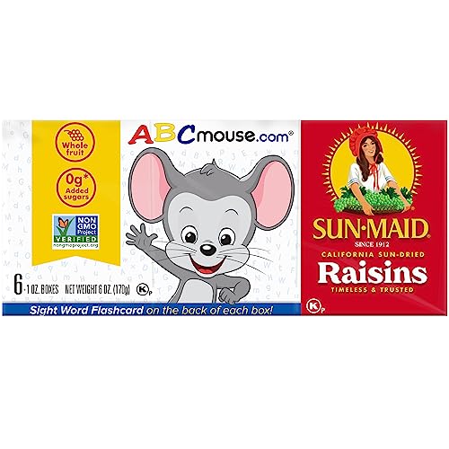 Sun-Maid California Sun-Dried Raisins - (6 Pack) 1 oz Snack-Size Box - Dried Fruit Snack for Lunches, Snacks, and Natural Sweeteners