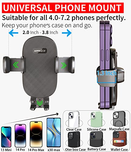 APPS2Car Solid Cup Holder Phone Mount for Car Truck with Quick Extension Long Arm Fast Swivel Adjustable Height 360 Rotatable Low Profile Universal Mobile Mount Compatible with All Cell Phone iPhone