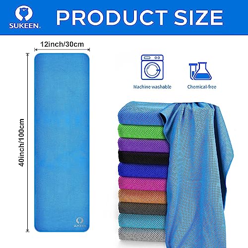 Sukeen 12 Pack Cooling Sports Towel Bulk (40"x12"), Quick-Drying Neck Cooling Wraps, Soft & Breathable Microfiber Ice Towel for Athletes, Sports Fitness Enthusiasts in Gym, Workers in Outdoor Summer