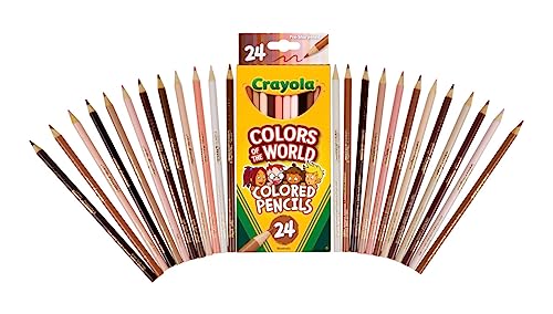 Crayola Colored Pencils 24 Pack, Colors of the World, Skin Tone Colored Pencils, 24 Colors