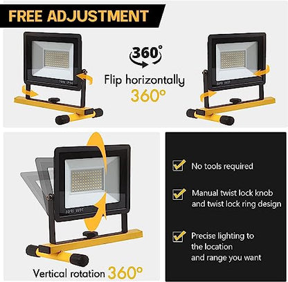 21000 Lumen Work Lights with Stand, 3 Adjustable Head LED Work Light, with Adjustable and Foldable Tripod Stand, Waterproof Lamp with Individual Switch with 6500 Kelvin Color Temperature