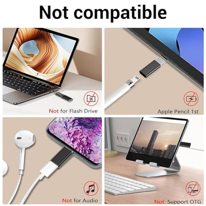 Temdan 4 Pack Lightning to USB C Adapter for iPhone 15/15 Pro/15 Pro Max/15 Plus,i OS,Samsung,Gender Changer Adapter,Charging Data Transmission,Type C Charger Connector Cable,Not for Audio/OTG-Black