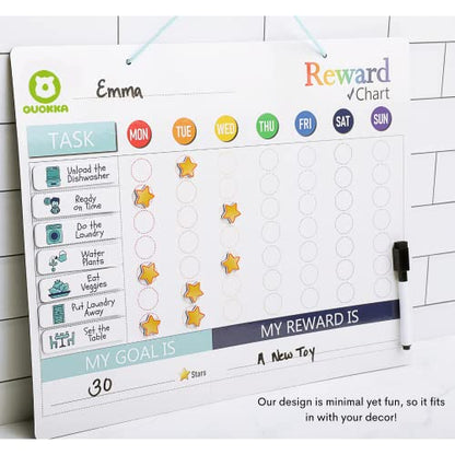 Magnetic Chart to Finish Behavior Chart And Chore Chart Also Hangs on The Wall for Kids, 12 x 16 inch, , Includes 99 Magnets and Accessories, Accomodates All Ages from Toddlers to Teens