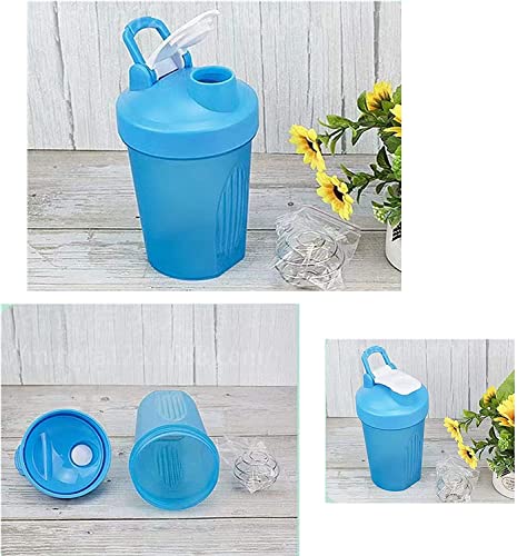 Shaker Bottle A Small Pure Pacific Blue 12Oz/400ml w. Measurement Marks & Stainless Whisk Blender Mixer Ball,BPA Free,Made of PP5,-4~248 °F,Perfect for Nutrition/Protein/Keto/Juice Powder Shaking