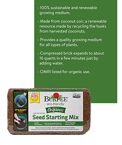 Burpee Organic Coconut Coir Concentrated Seed Starting Mix, 16 Quart